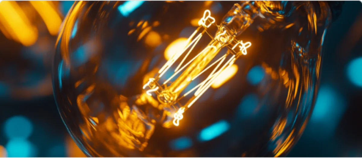 Leuchtende Glühbirne als Symbol für Energie, Innovation und zuverlässige Stromversorgung durch GEW Wilhelmshaven.