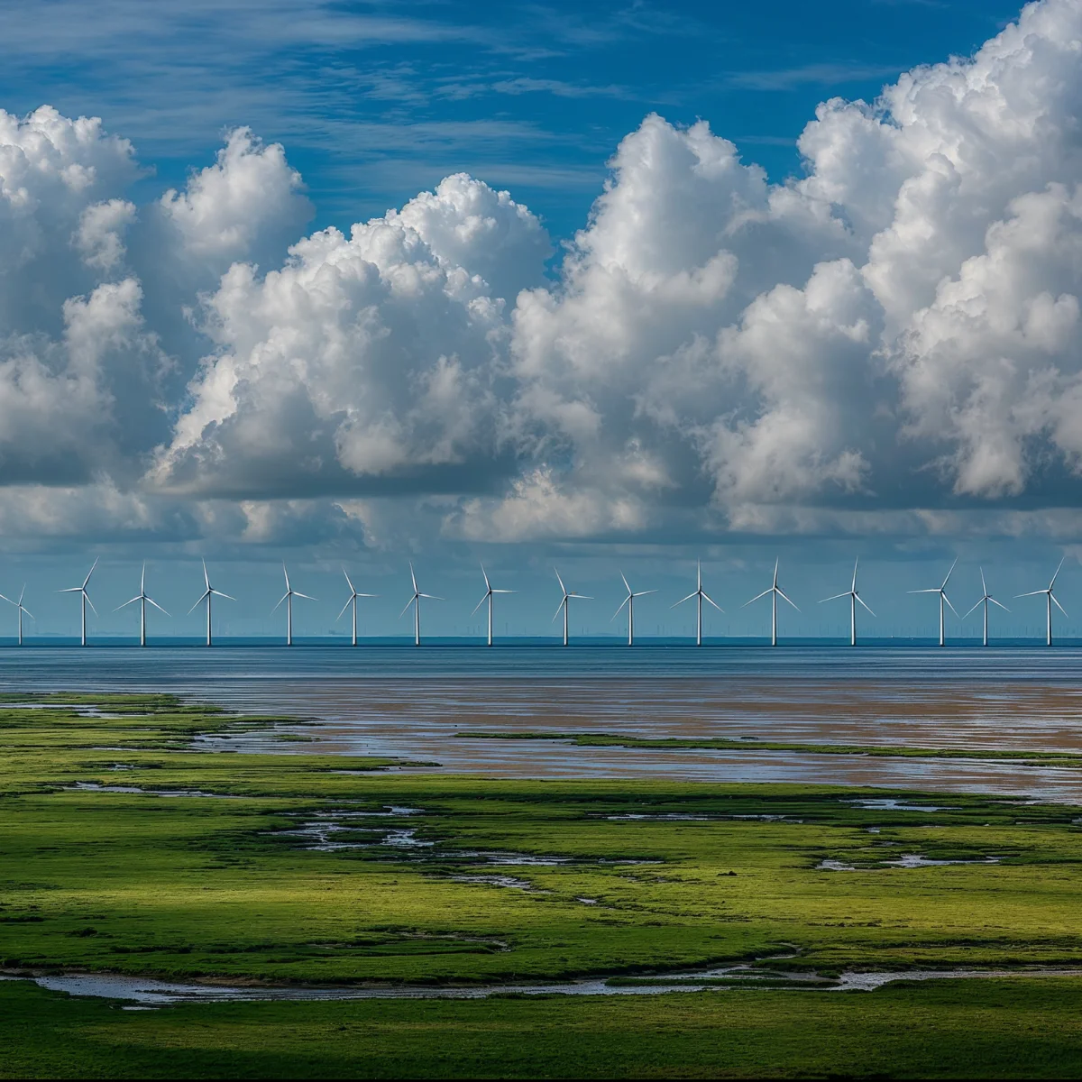 Offshore-Windräder vor der Küste Wilhelmshavens – Symbol für nachhaltige Energie, grünen Strom und Klimaschutz mit GEW Wilhelmshaven.